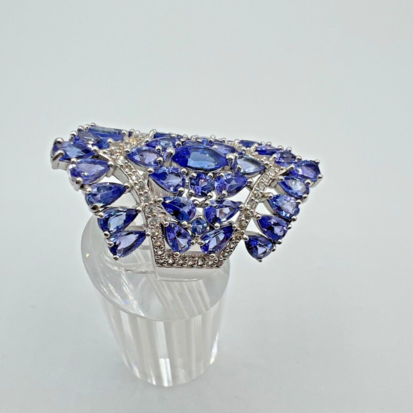 JTV Signed DK Sterling Silver Blue Tanzanite Ring - Size 7 - Picture 4 of 7
